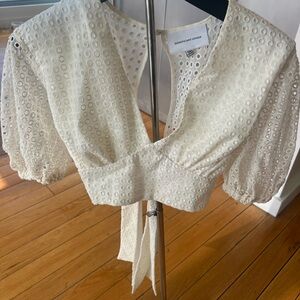 Significant Other White Eyelet Puff Sleeve Top size 2